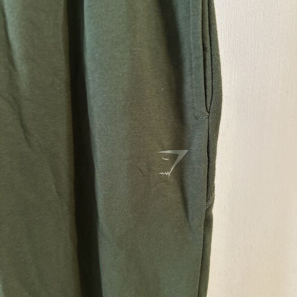 Gymshark‎ Small High Waisted Drawstring Joggers Pants Cuffed Sweatpants Olive - Picture 2 of 6